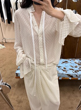 PETRE COR 25AW  花边飘带长袖衬衫