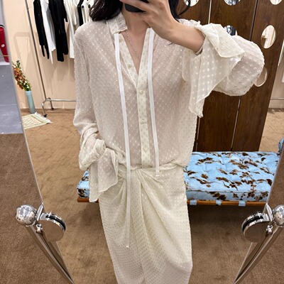 PETRE COR 25AW  花边飘带长袖衬衫