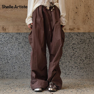 ShelleArtiste 26春季新款潮流简约宽松一起流浪吧皮带裤男女同款
