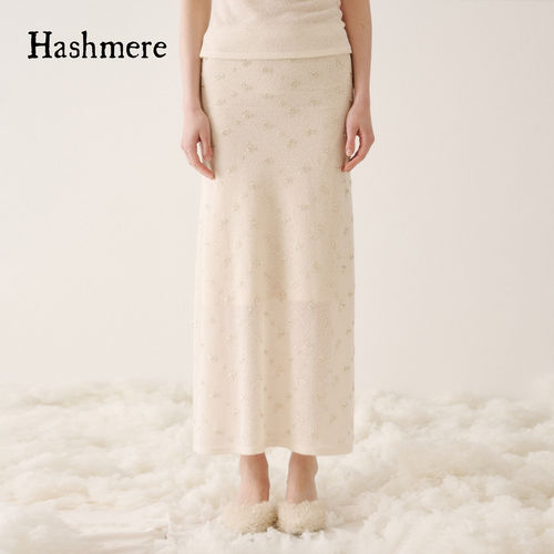Hashmere 26AW 天丝针织刺绣小A摆半身裙优雅气质长裙