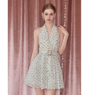 森屿格调绣花亮片挂脖连衣裙 chen2025SS Wardrobes