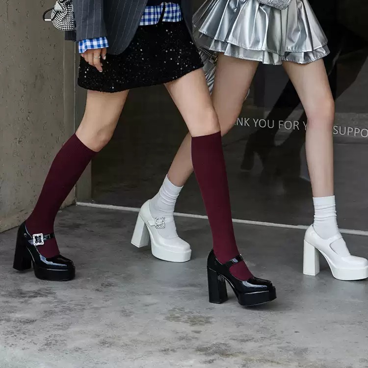 SHOESZOOO玛丽珍女鞋防水台新娘鞋厚底主婚纱鞋粗跟单鞋女高跟鞋