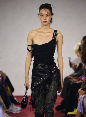 MARKGONG 26SS  黑色白色金属肩带扣背心