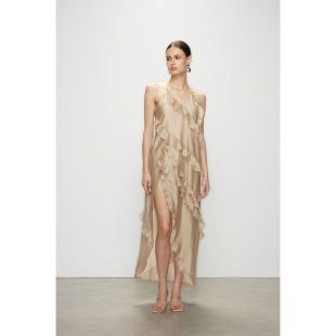 Artel Retro 2025秋季新品 荷叶边高开衩度假裙浪吻