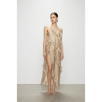 Artel Retro 2025秋季新品 荷叶边高开衩度假裙浪吻