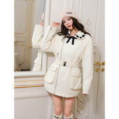 法式 Maison Wester25秋季 撞色翻领蝴蝶结收腰外套