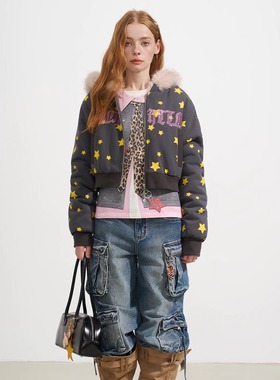 SOFITTE 25AW秋季 星星毛绒烫钻连帽短款卫衣