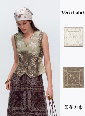 Vena Label 26SS春夏新款 手绘自然植物印花方巾多用途方巾头巾