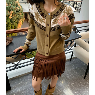 新款 ODTD25秋季 复古费尔岛彩色斗篷开衫 设计师女装