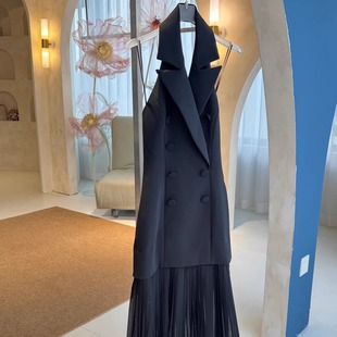 翻领双排扣拼接西装 Collection MISHA 裙连衣裙 4折秒杀