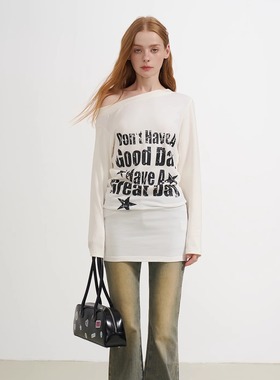 SOFITTE 25AW秋季 斜肩复古字母印花长袖连衣裙