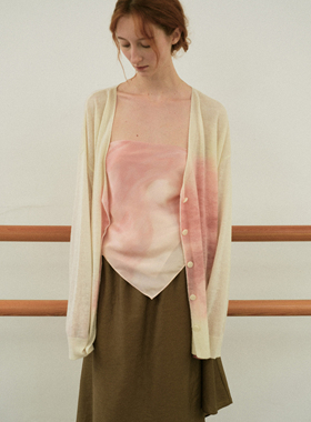 Piacevole e SS26 晕染'Orchid'印花针织羊毛混纺系扣开衫外套