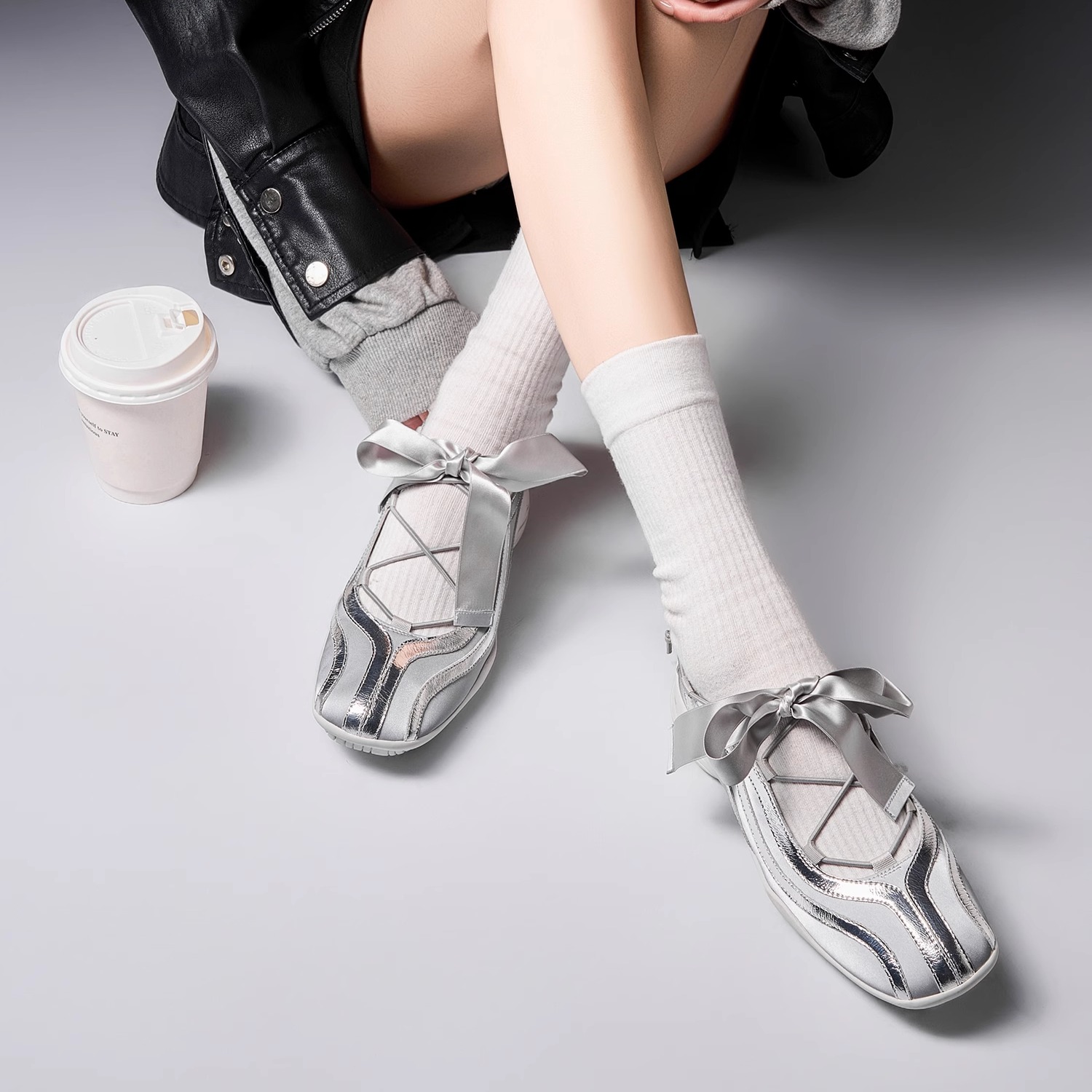 SHOESZOOO原创设计2025夏季新款时装单鞋女真皮法式蝴蝶结芭蕾鞋