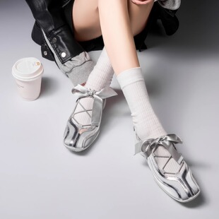 SHOESZOOO原创设计2025夏季新款时装单鞋女真皮法式蝴蝶结芭蕾鞋