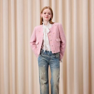 荷叶边蕾丝衬衫 长袖 鹅绒服中长款 EIMISMOSOL2025AW秋冬小香风短款