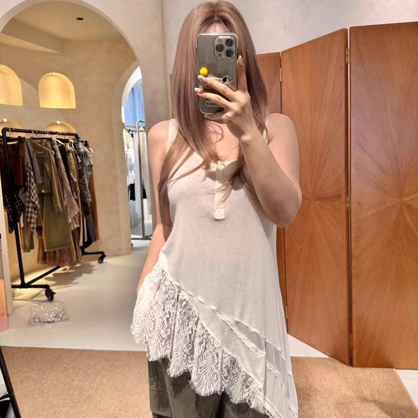 Vena Label 25PF新款 外穿蕾丝背心无袖坎肩中长款内搭吊带女