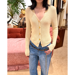 ZHI 针织开衫 26春季 钩针饰边金属感纸纱修身 新品 现货XU