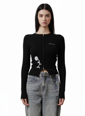 NECESSARY ANANKE 黑色珠片刺绣针织上衣