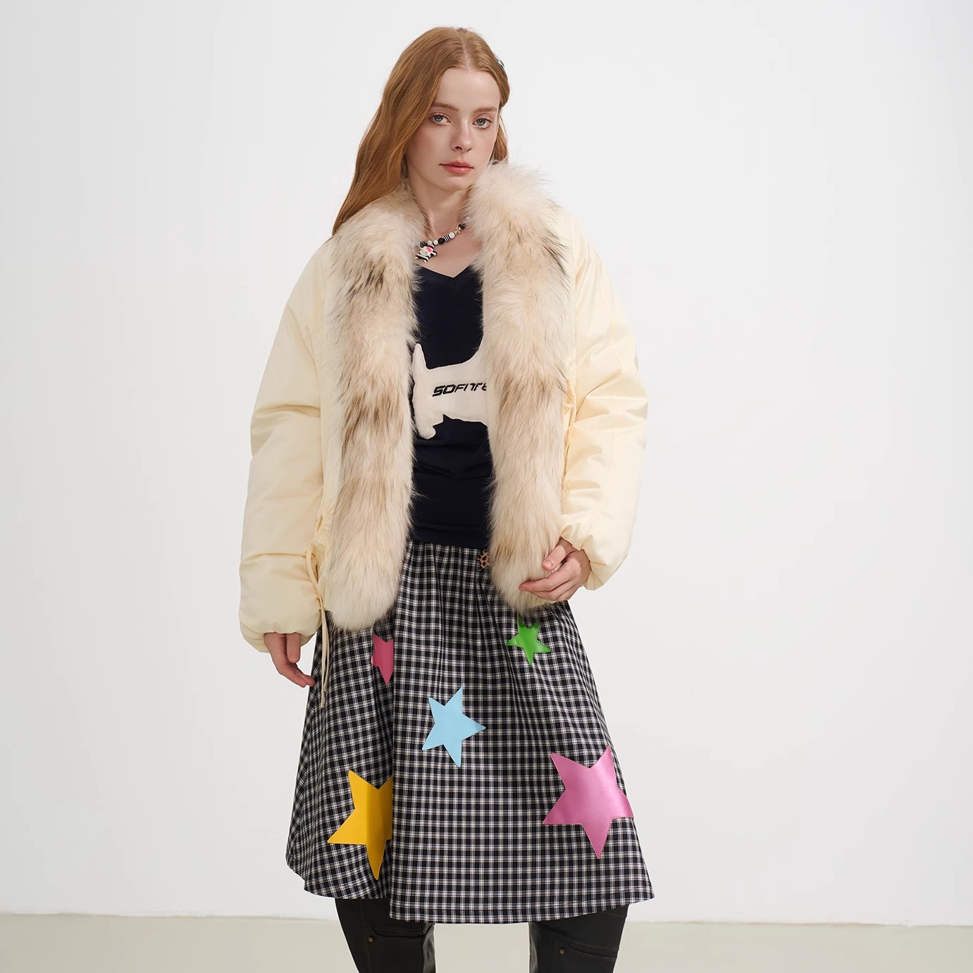 SOFITTE 25AW秋季 可拆卸毛领廓形宽松星星口袋夹克外套