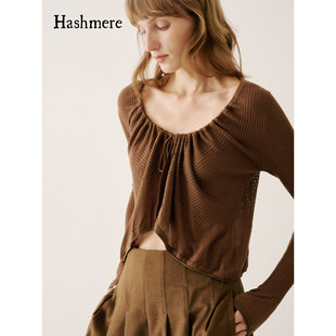 Hashmere 26SS 真丝羊毛解构上衣前襟抽绳绑带多穿短款针织开衫