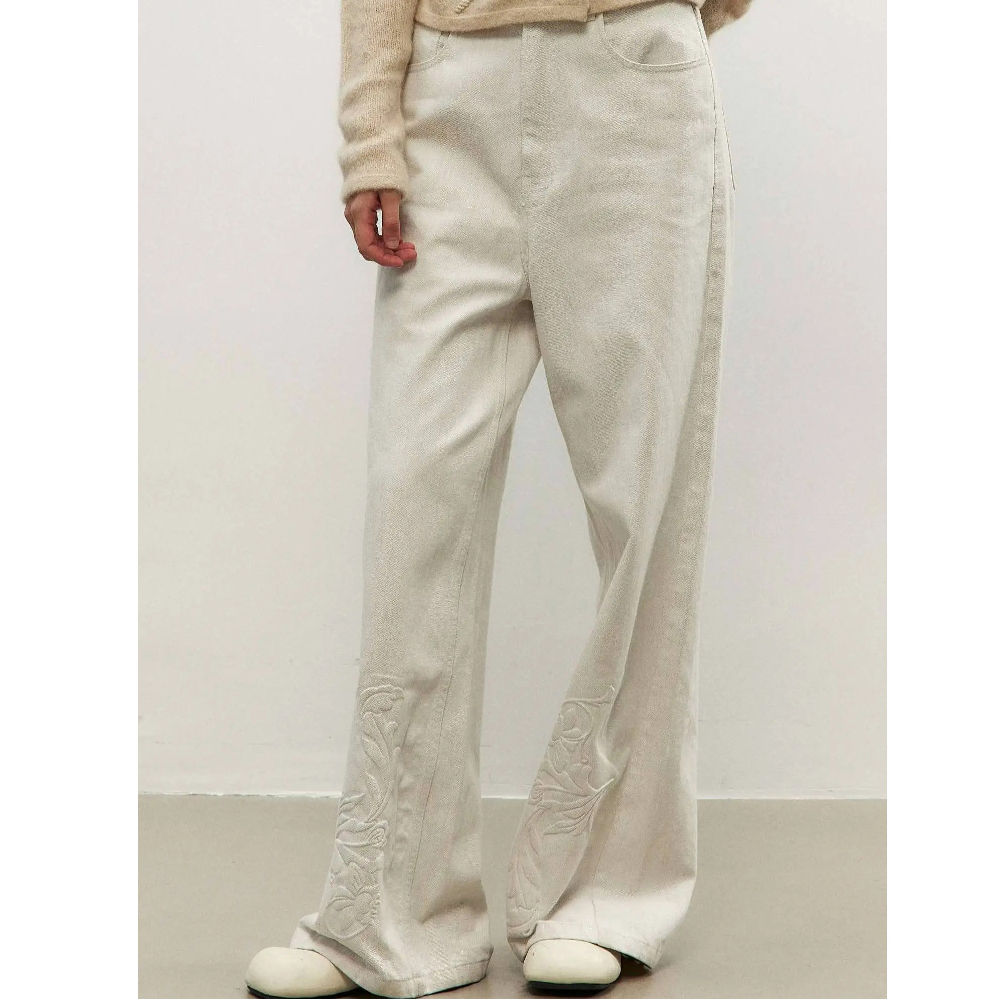 NONETONE · 日本进口高腰阔腿立体压印牛仔裤