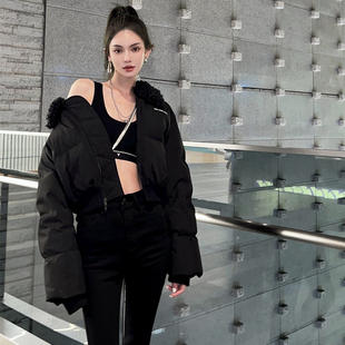 ANN ANDELMAN 2S秋冬新款气质设计款白色黑玫红短款羽绒面包服