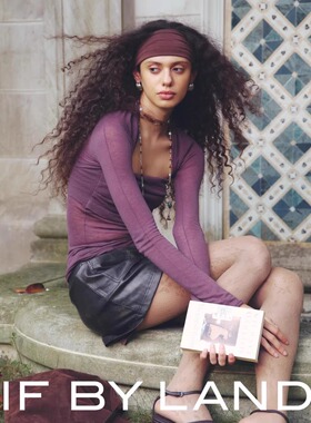 IF BY LAND设计师品牌 25年秋季 紫色薄透绵羊毛两件套上衣