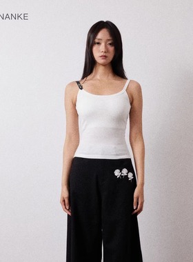 【新品】NECESSARY ANANKE 黑色白色皮扣吊带背心