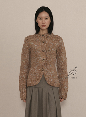 Piacevole e FW25 手工银线钩针粗棒针重磅针织修身短外套夹克