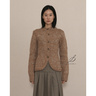 Piacevole e FW25 手工银线钩针粗棒针重磅针织修身短外套夹克