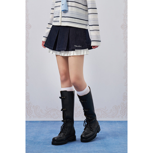 极光蓝莱赛尔百褶刺绣短裙 26SS新款 Three Quarters