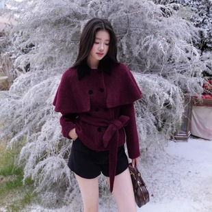 暗夜紫色披肩系带大衣 25AW GUO JINGYI