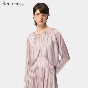 【deepmoss】2F春夏新款女装时尚水泽连袖系带叠穿罩衫半身裙