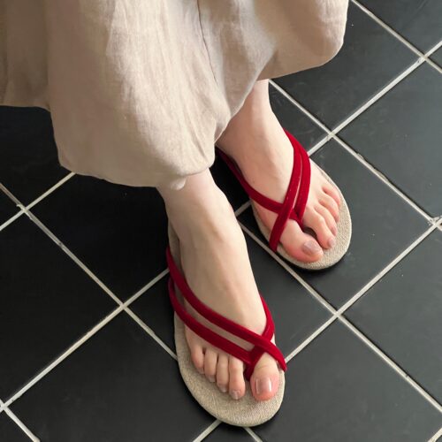 unfolio 25春夏新款麻底人字拖百搭拖鞋女夏外穿休闲平底凉鞋