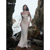 Sheer 珠链飘带性感抹胸鱼尾连衣裙 Marlee Luck 2025早春新款