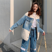 清货折 SJYP 巴黎时装 周直订 拼接牛仔外套银色补丁牛仔裤