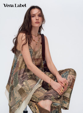 Vena Label 26SS春夏新款 莱赛尔不规则印花吊带  重工印花休闲裤