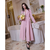 温柔粉钻扣西装 Maison Wester25秋季 领羊毛长大衣