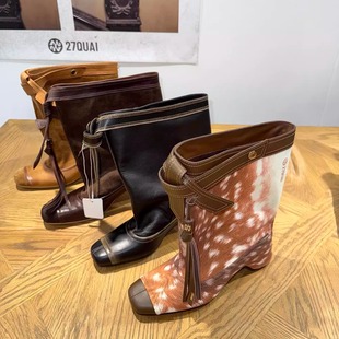 Wander流浪系列折叠海盗靴子女高跟短靴2025新款 27QUAI GROSMOTT