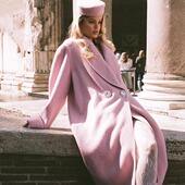 24AW茧形钻饰长款 Nana Jacqueline 双面呢大衣羊毛兔毛桑蚕丝外套