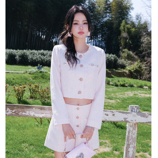 【清货折裤M】Aimme sparrow官方授权款新粉色珍珠小香风外套短裤