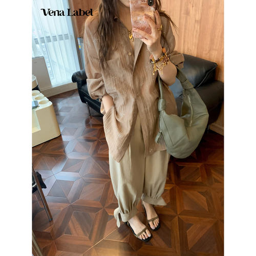 Vena Label 26SS新款 手工钉珠烫钻衬衫莱赛尔宽松慵懒风垂感裤子