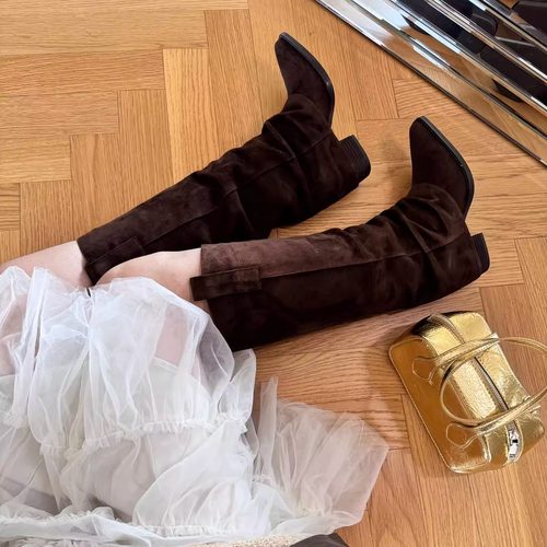 BREAD TREE 面包树 25年新款高筒褶皱骑士靴尖头长靴长期主义