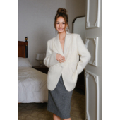 米白色毛呢蕾丝拼接单扣西装 Maison Wester25秋季