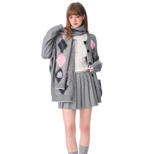 带围巾 Andrea 灰色学院风针织衫 2025AW Martin