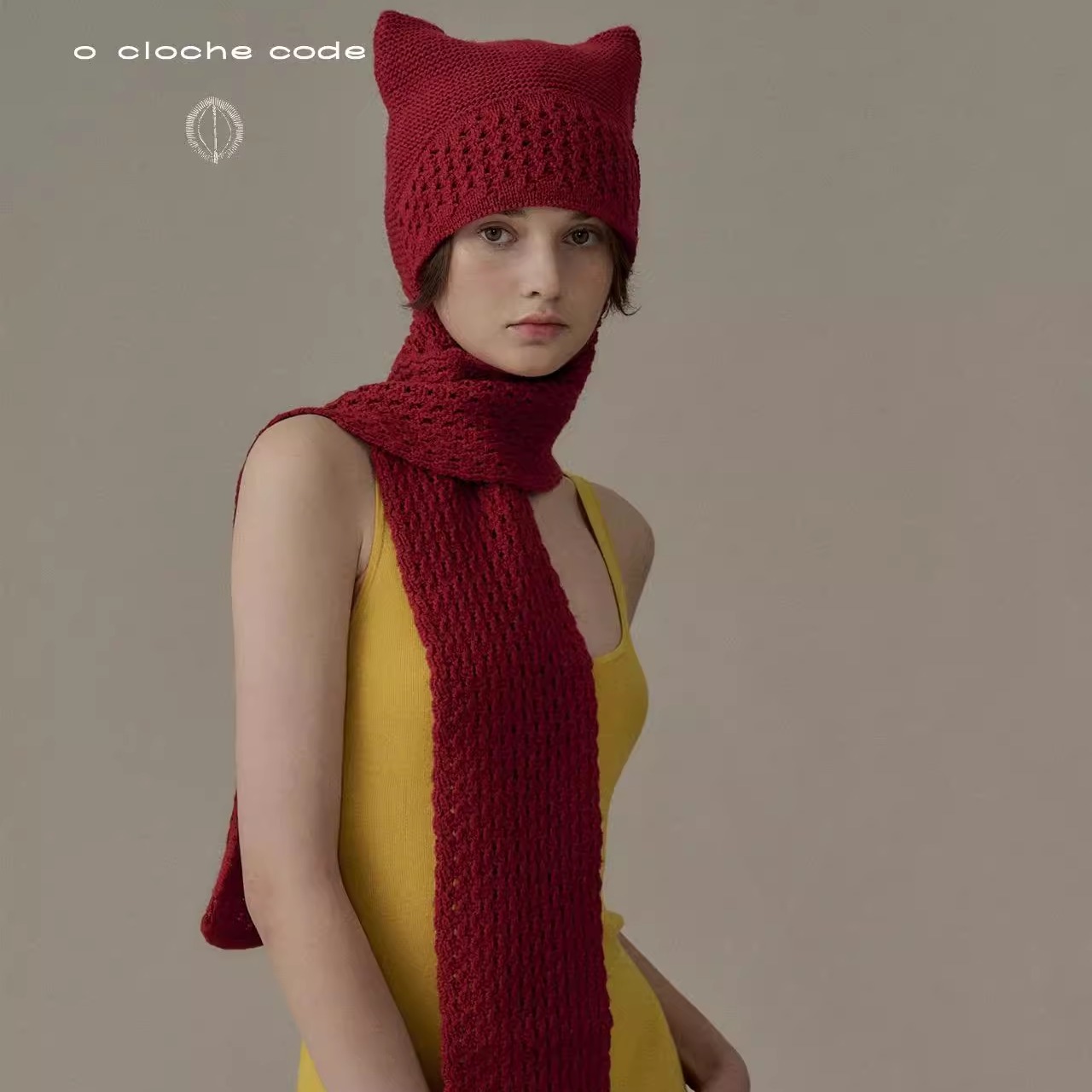 o cloche code_羊毛护耳围巾帽_Wool