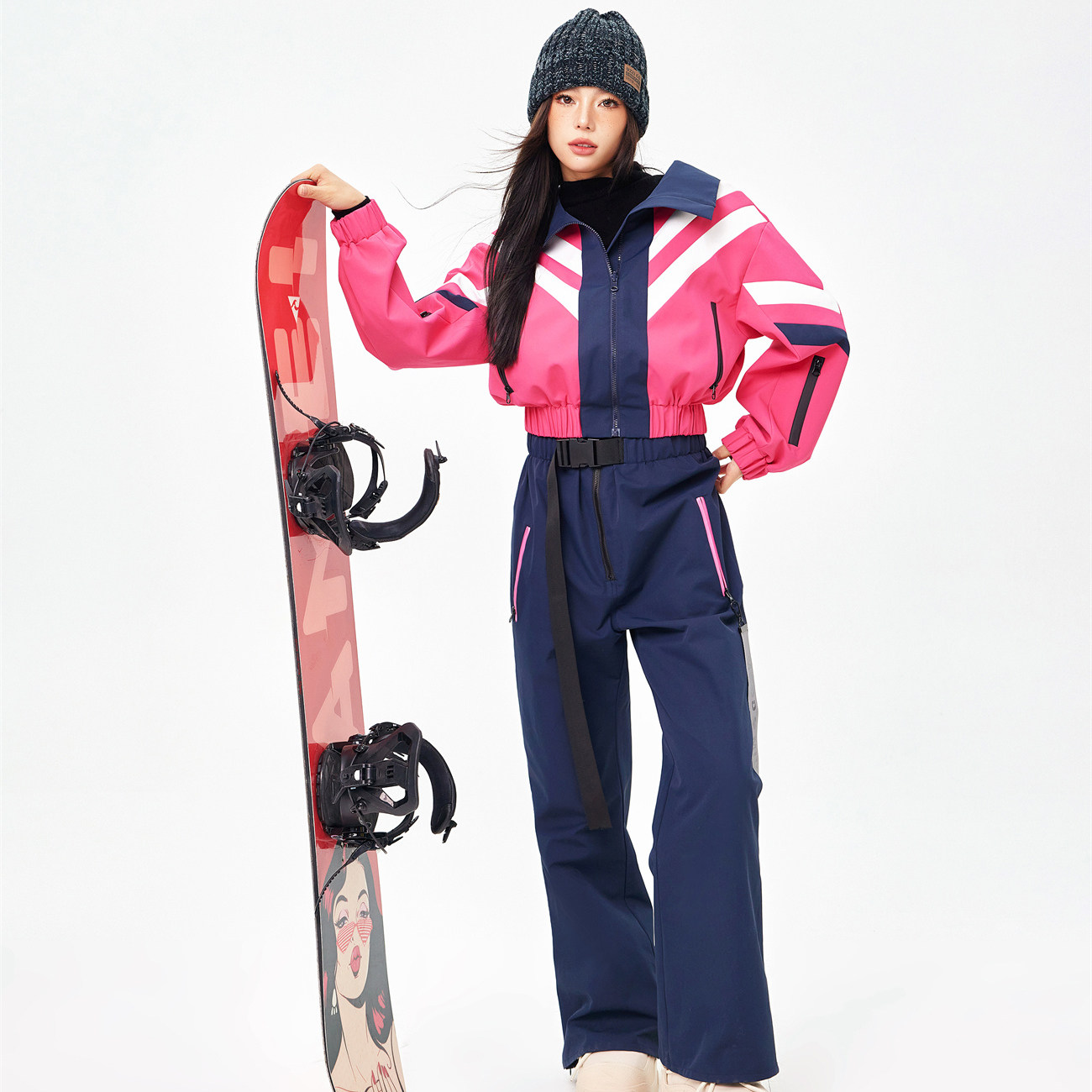 MOOD X MIURA LEISURE系列 秋冬新款撞色高领滑雪服背带滑雪裤