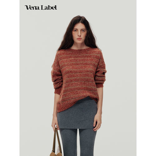 Vena Label 26AW 镂空条纹毛衣新款绵羊毛宽松慵懒风上衣
