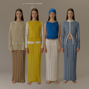 o cloche code 25年秋季   绵羊绒坑条半裙