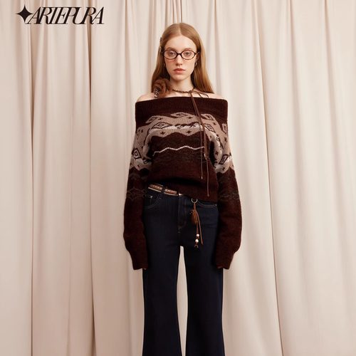 ARTE PURA25秋冬胶囊新款格纹拼接假两件毛衣宽松慵懒毛织上衣女
